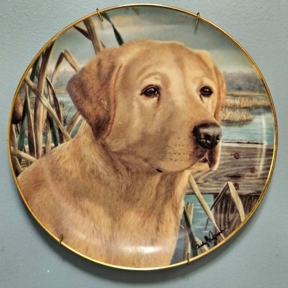 Vintage 1980s Golden Labrador Decorative Plate